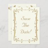 Decoratief Antiek gouden bruiloft Aankondigingskaart (Voorkant / Achterkant)