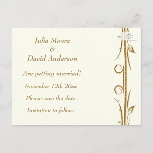 Decoratief Antiek gouden bruiloft Aankondigingskaart (Achterkant)