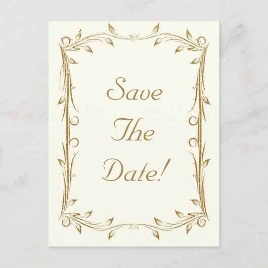 Decoratief Antiek gouden bruiloft Aankondigingskaart (Voorkant)