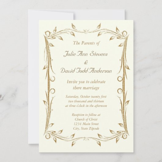 Decoratief Antiek gouden bruiloft Kaart (Voorkant)