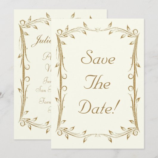 Decoratief Antiek gouden bruiloft Save The Date (Voorkant / Achterkant)
