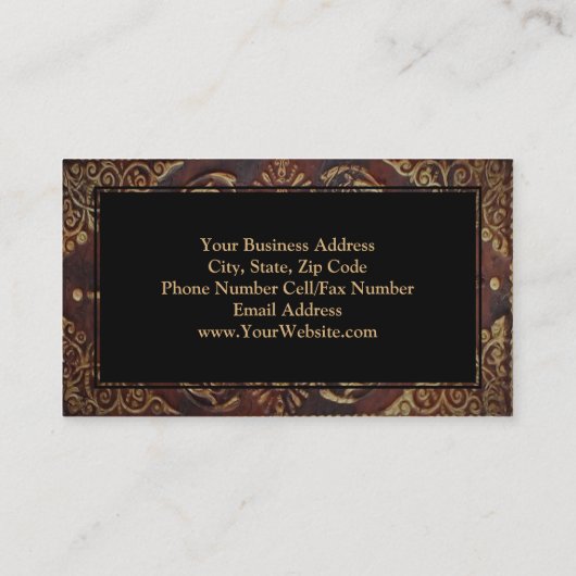 Decoratief  Antiek Lederen Gouden Boek Visitekaartje (Achterkant)