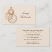 Decoratief antiek zakhorloges in bruin visitekaartje (Voorkant / Achterkant)