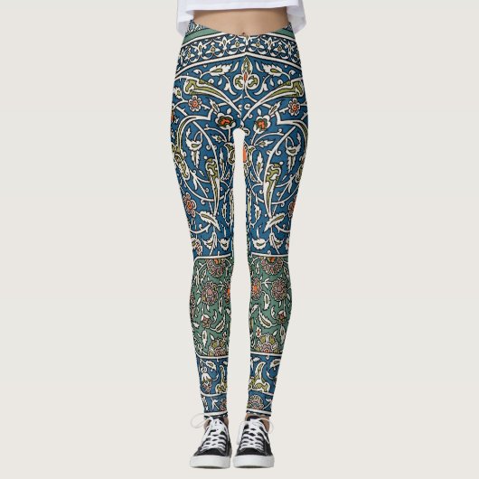  decoratief arabesk bloemenpatroon leggings (Voorkant)