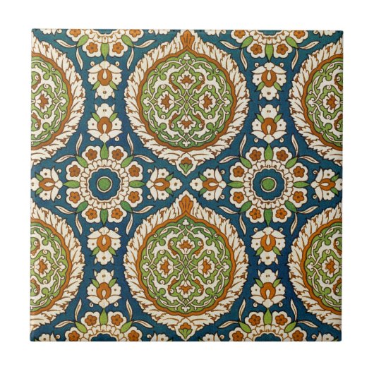 Decoratief  Arabisch Bloemenpatroon Tegeltje (Voorkant)