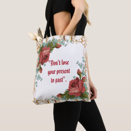 Decoratief art Rustic Red Rose  Gold Floral Tote Bag