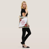 Decoratief art Rustic Red Rose  Gold Floral Tote Bag (Op model)