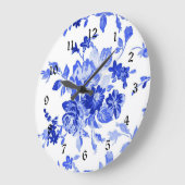 Decoratief Blauw Bloempatroon Grote Klok (Hoek)