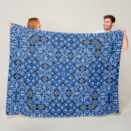 Decoratief Blauw Denim Satijn Mandala Quilt Patroo Fleece Deken