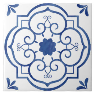 Decoratief Blauw Floral Patroontegel Tegeltje