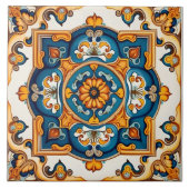 Decoratief Blauw Geel Middellandse Zee Tegeltje (Voorkant)