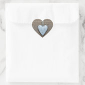 Decoratief blauw hangend hart rustiek hout sticker (Tas)