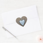 Decoratief blauw hangend hart rustiek hout sticker (Envelop)