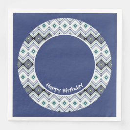 Decoratief blauw Happy Birthday Paper Dinner Napki Servet