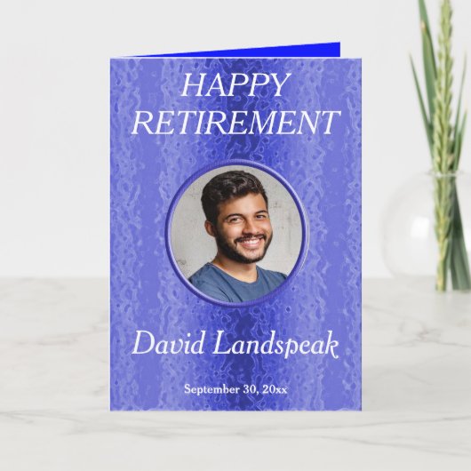 Decoratief blauw metaal 1 fotocollage Retirement Kaart (Voorkant)