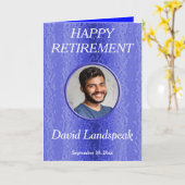 Decoratief blauw metaal 1 fotocollage Retirement Kaart (Gele Bloem)
