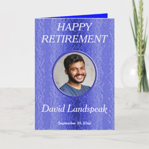 Decoratief blauw metaal 1 fotocollage Retirement Kaart