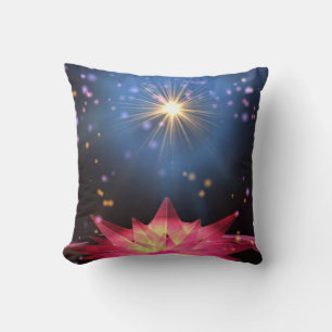 Decoratief blauw roze lotus glitter faux folie kussen