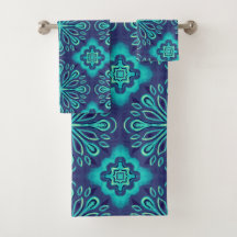 Decoratief Blauw Sneeuwvlok Boho patroon