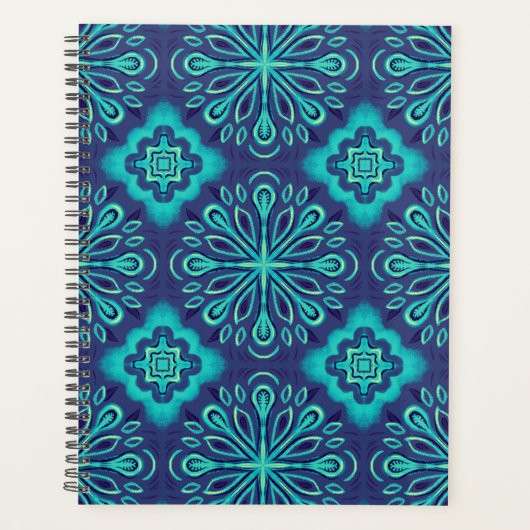 Decoratief Blauw Sneeuwvlok Boho patroon Planner (Voorkant)