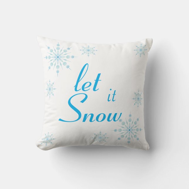 Decoratief blauw Snowflake laat het sneeuwen Kussen (Voorkant)