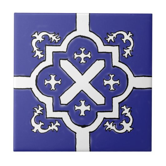 Decoratief blauw Spaans stijldeel Tegeltje (Voorkant)