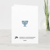 Decoratief Blauwe Typografie Ster van David Hanukk Feestdagen Kaart (Achterkant)
