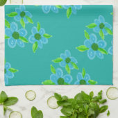 Decoratief Blauwgroen bloemig Theedoek (Gevouwen)