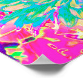 Decoratief Blauwgroen groen en warmroze Dahlia ven Poster (Hoek)