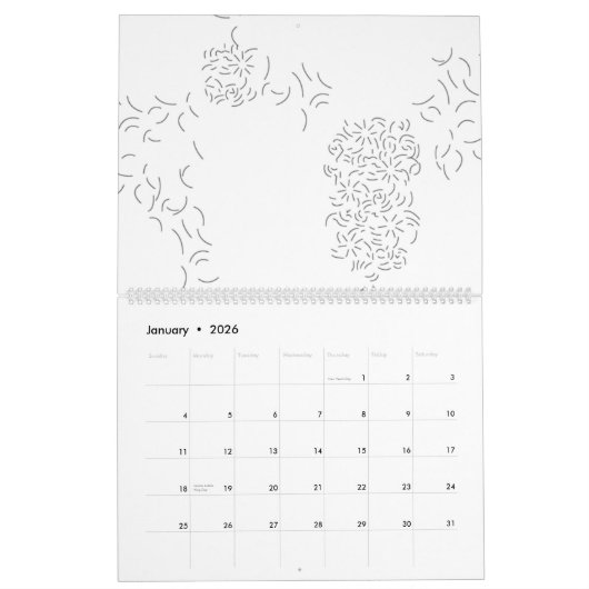 Decoratief, Bleek grijs Kalender (Jan 2026)