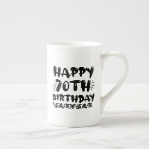 Decoratief blij 70ste verjaardag, zeventigste porselein kop