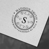 Decoratief bloei ronde cirkel monogram adres  zelfinktende stempel