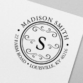 Decoratief bloei ronde cirkel monogram adres  zelfinktende stempel