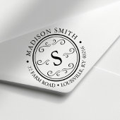 Decoratief bloei ronde cirkel monogram adres  zelfinktende stempel