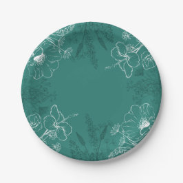 Decoratief Bloemen Blauwgroen Papier Bord
