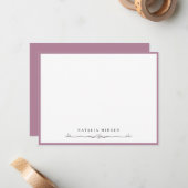 Decoratief Bloemen Bloemen Mauve Lijst Notitiekaartje (Voorkant / Achterkant in situ)