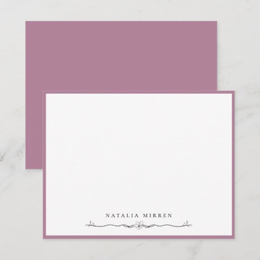 Decoratief Bloemen Bloemen Mauve Lijst Notitiekaartje (Voorkant / Achterkant)