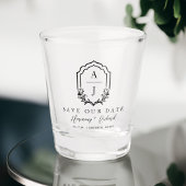 Decoratief Bloemen Bruiloft Monogram Save the Date Shot Glas