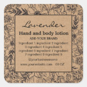 Decoratief Bloemen lijst Kraft Papier label (Voorkant)