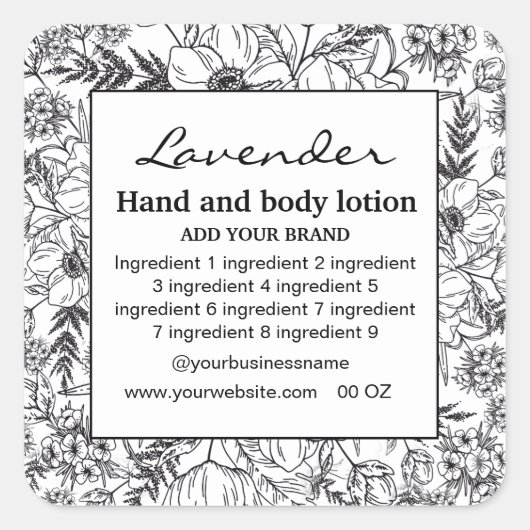 Decoratief Bloemen lijst wit achtergrond label (Voorkant)