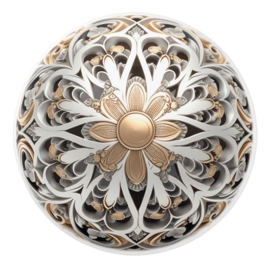 Decoratief Bloemen Scrollwork Orb Keramische Knop (Voorkant)