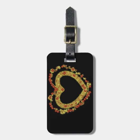 Decoratief bloemenhart bagagelabel (Voorkant verticaal)