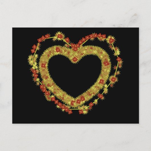 Decoratief bloemenhart briefkaart (Voorkant)