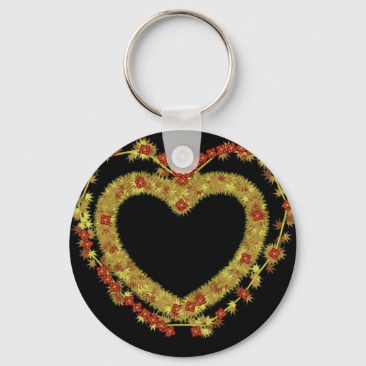 Decoratief bloemenhart sleutelhanger (Voorkant)