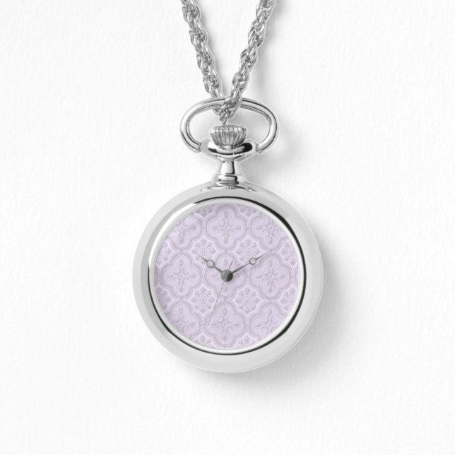 Decoratief bloemmotief in Mauve Horloge (Voorkant)