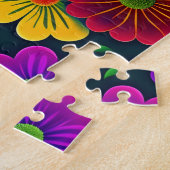 Decoratief bloemmotief Kleurrijke bloemen Legpuzzel (Zijkant)