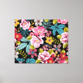 Decoratief bloemmotief rood roze geel blauw canvas afdruk (Voorkant)