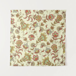 Decoratief bloempatroon met delicate planten wandkleed
