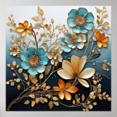 Decoratief bloempatroon met porselein-look poster (Voorkant)