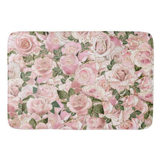Decoratief Blush Pink Gold Glam Roos Botanisch Badmat (Voorkant)